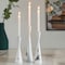 Fabulaxe Marble Resin Candle Holders, Exquisite Decorative Taper Candlesticks, Elegant Accent, White, PK3 QI004063.WT.3 - alternate 5